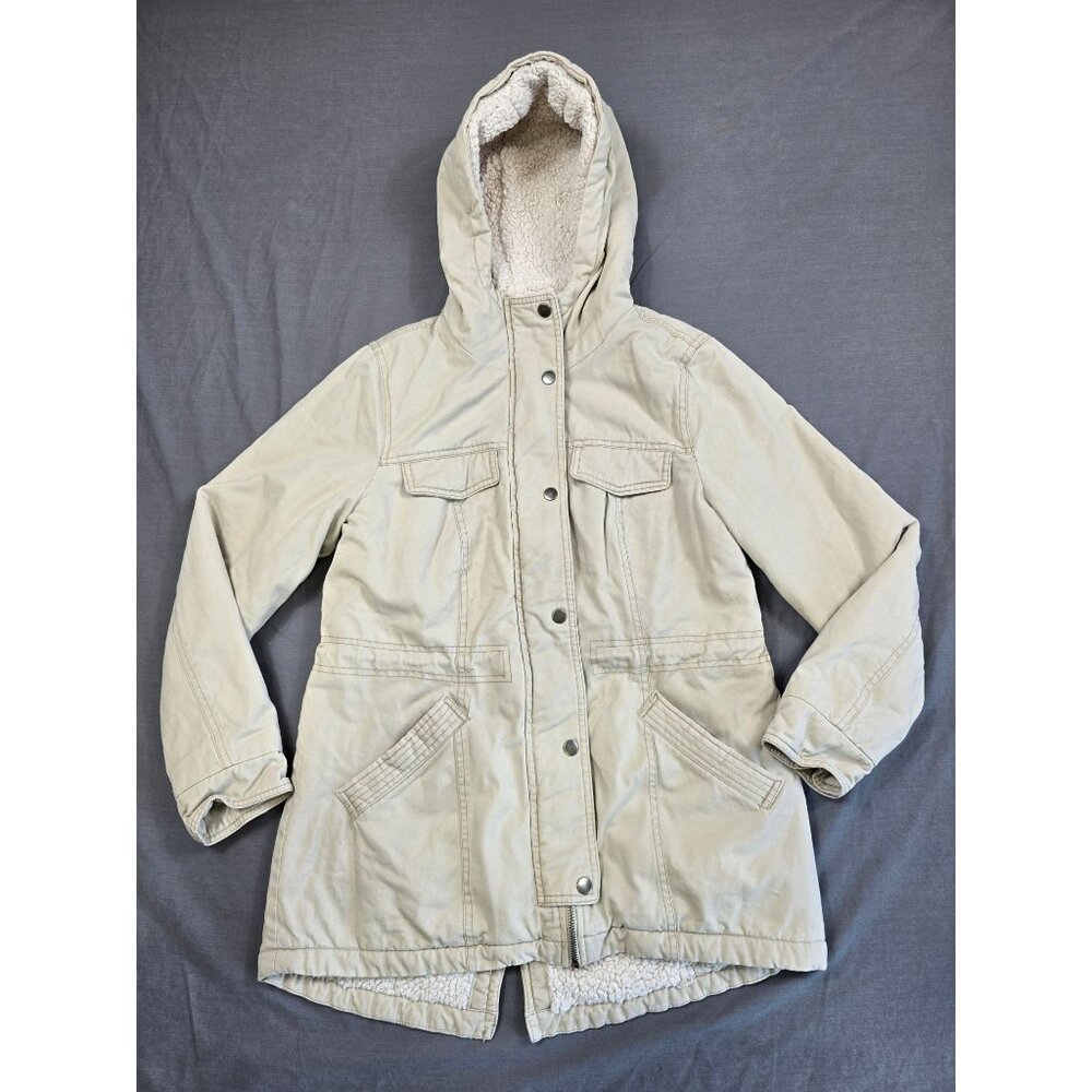 Sebby Y2K Beige Hooded Jacket Sherpa Lining Size M Bella Swan